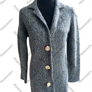 Alpha Massimo Rebecchi EUR 42 Blue Merino Wool & Alpaca Button Coatigan